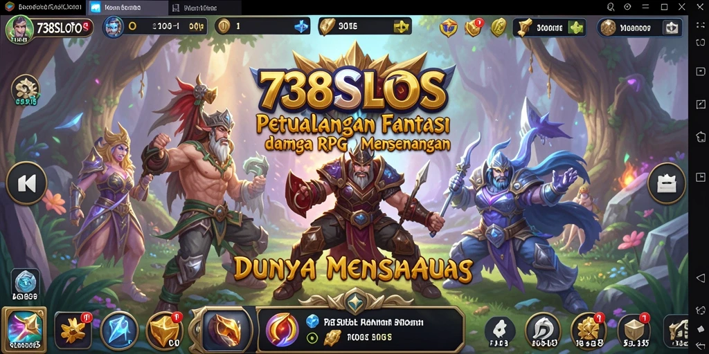 Screenshot gameplay 738SLOTS menampilkan petualangan menakjubkan di dunia RPG.