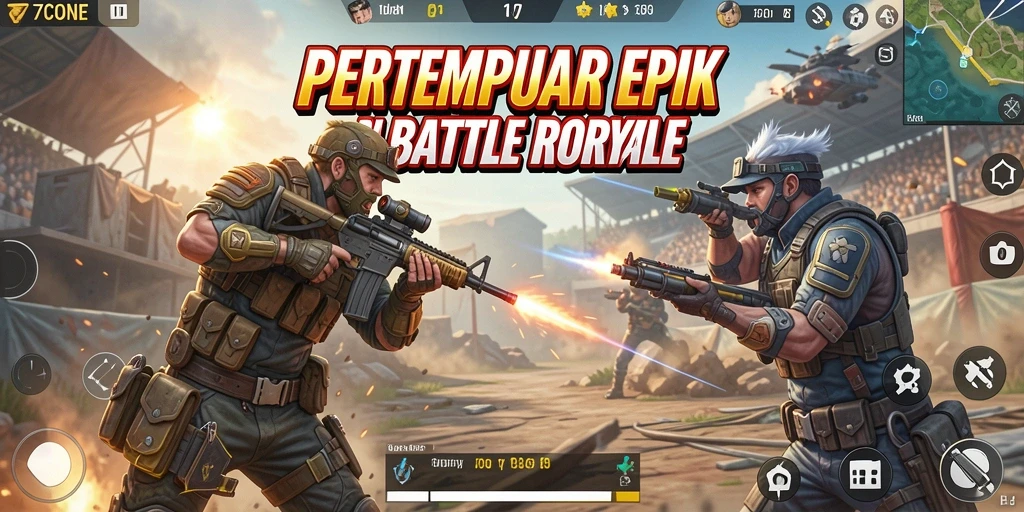 Screenshot menampilkan aksi pertempuran seru di 7CONE.