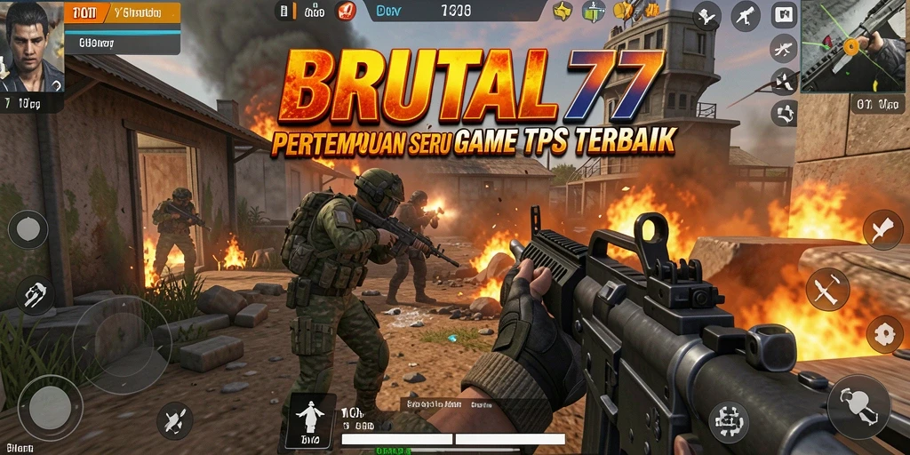 Tampilan gameplay menyerupai pertempuran intens dalam BRUTAL77.