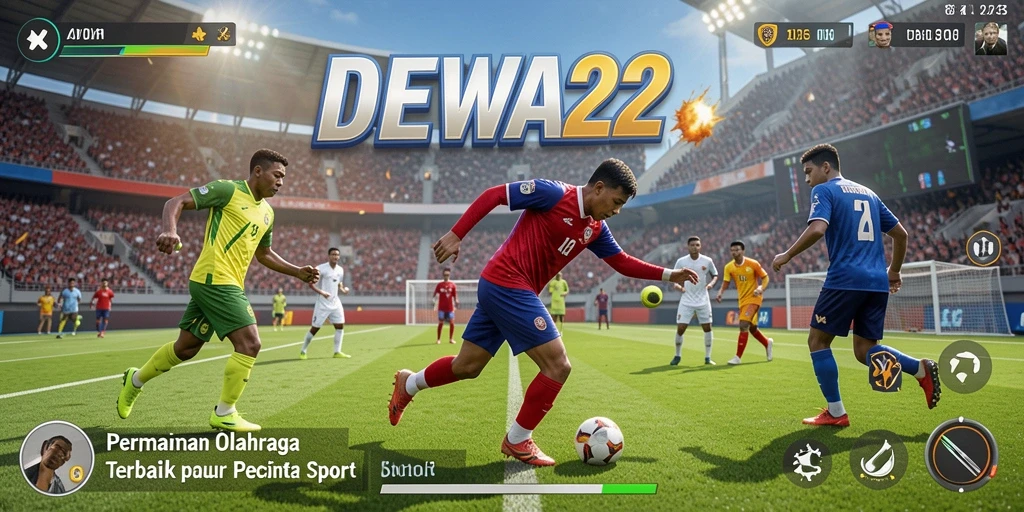Tampilan gameplay DEWA22 menampilkan aksi seru dalam pertandingan olahraga.