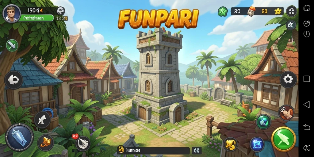 Screenshot menunjukkan gameplay seru dan strategi menara di FUNPARI.