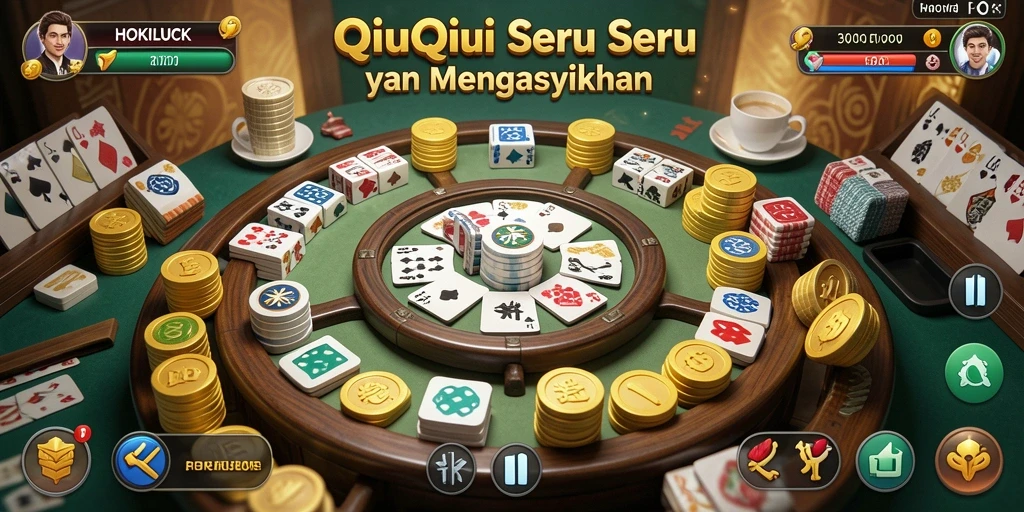 Tampilan gameplay menarik dari HOKILUCK dengan kartu QiuQiu.