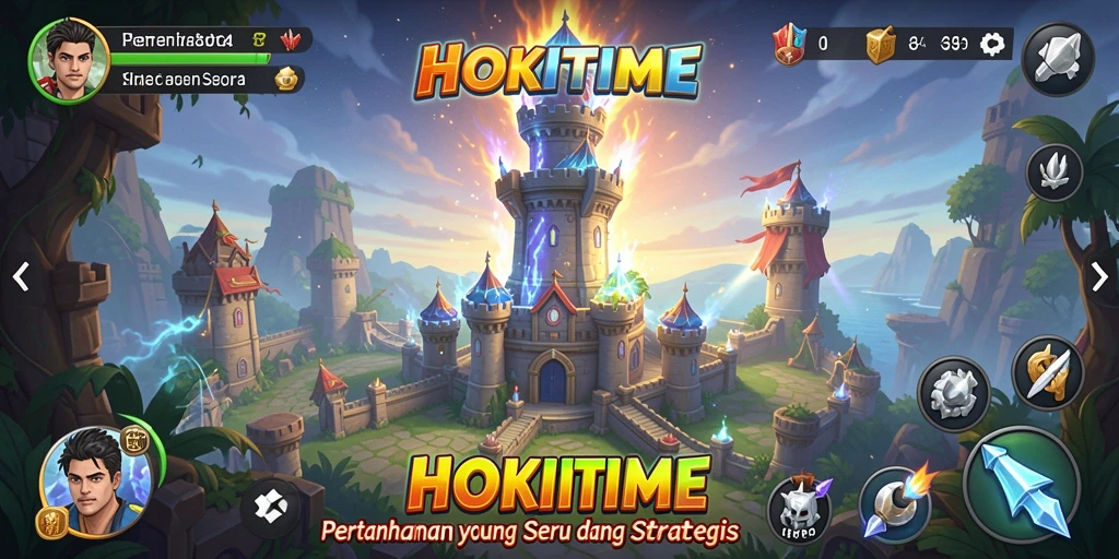 Gameplay HOKITIME dengan menara yang strategis dan musuh yang menantang.