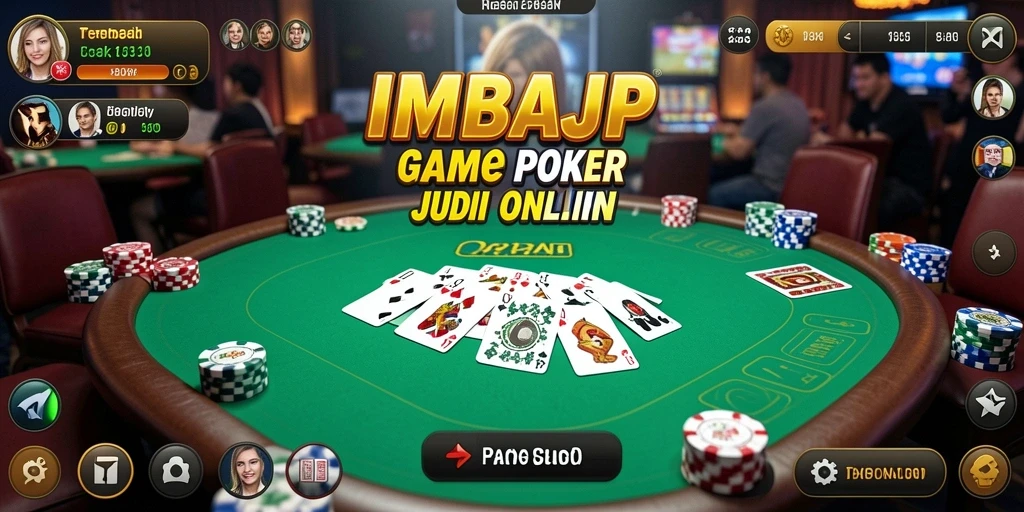 Tampilan gameplay seru dalam aplikasi IMBAJP Poker.