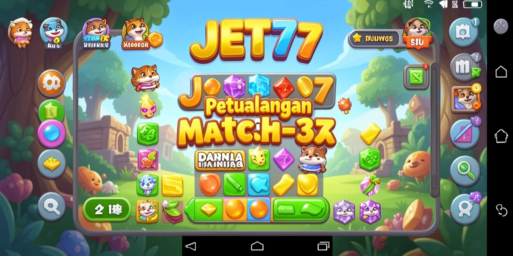 Tampilan gameplay JET77 yang penuh warna dan menantang.