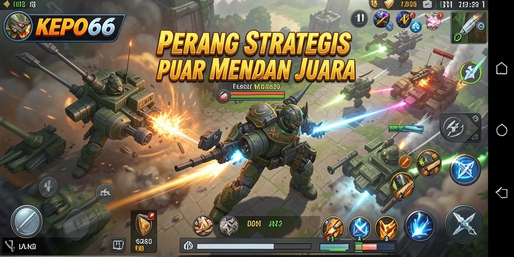 Tangkapan layar gameplay KEPO66 menunjukkan pertempuran strategi yang mendebarkan.