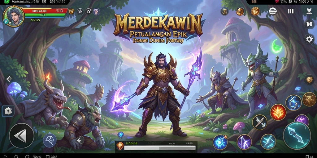 Screenshot gameplay MERDEKAWIN yang menampilkan aksi RPG yang mendebarkan.