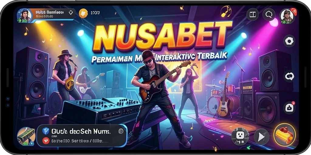 Screenshot gameplay NUSABET dengan berbagai tantangan musik.