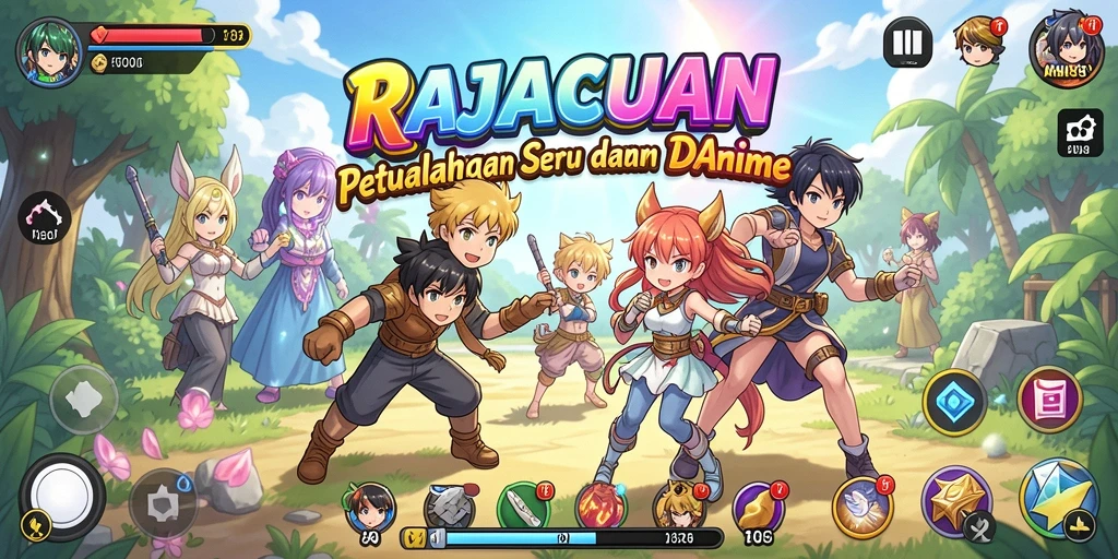 Tampilan gameplay seru dari RAJACUAN yang penuh warna.