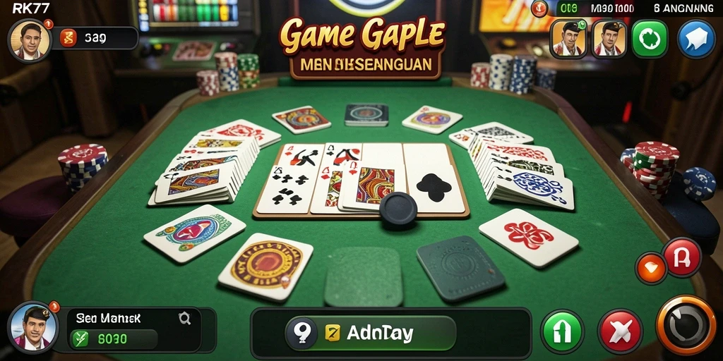 Screenshot RK77 menampilkan gameplay Gaple yang seru dan menarik.