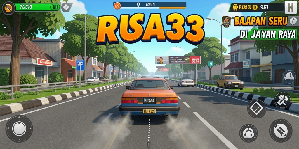Tampilan gameplay RUSA33 yang intens dan menegangkan saat balapan.